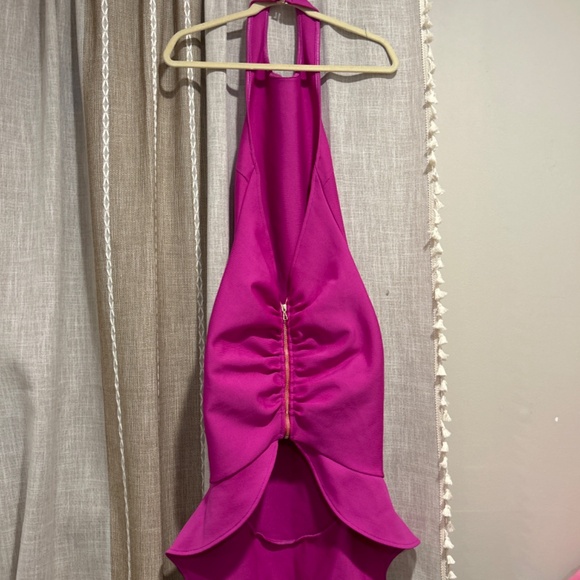 Hot Pink Backless Mermaid Hem Bandage Cocktail Dress - Small - Picture 4 of 4